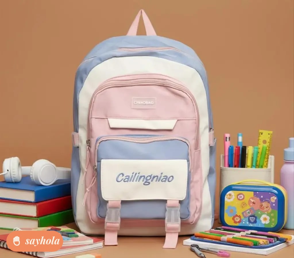 colorblocked polyester backpack for everyday use