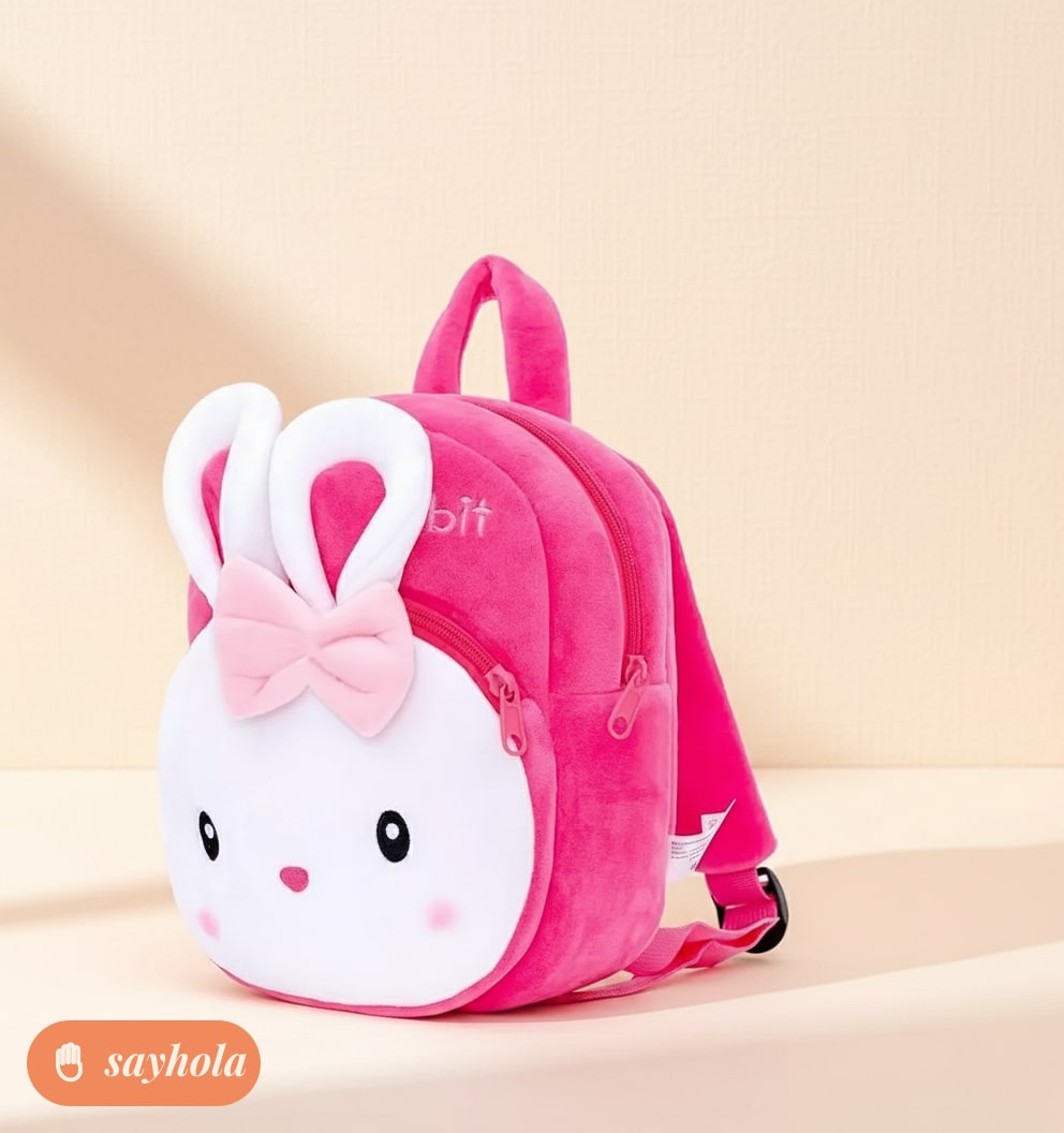 soft plush kids backpack with rabbit design