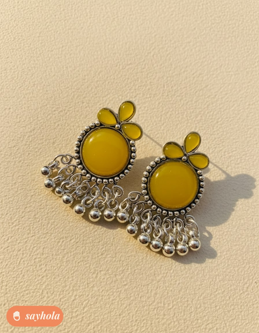 oxidised silver chandelier earrings with stones