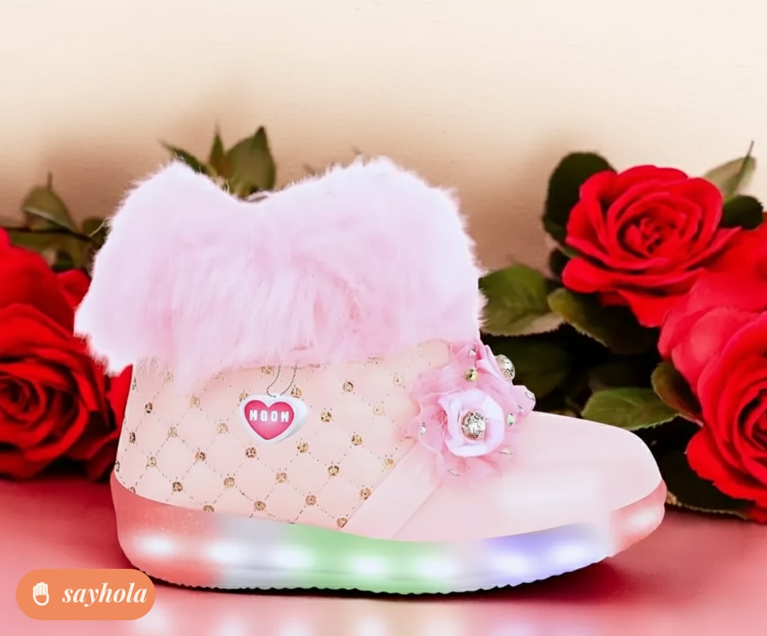led light shoes for girls in baby pink