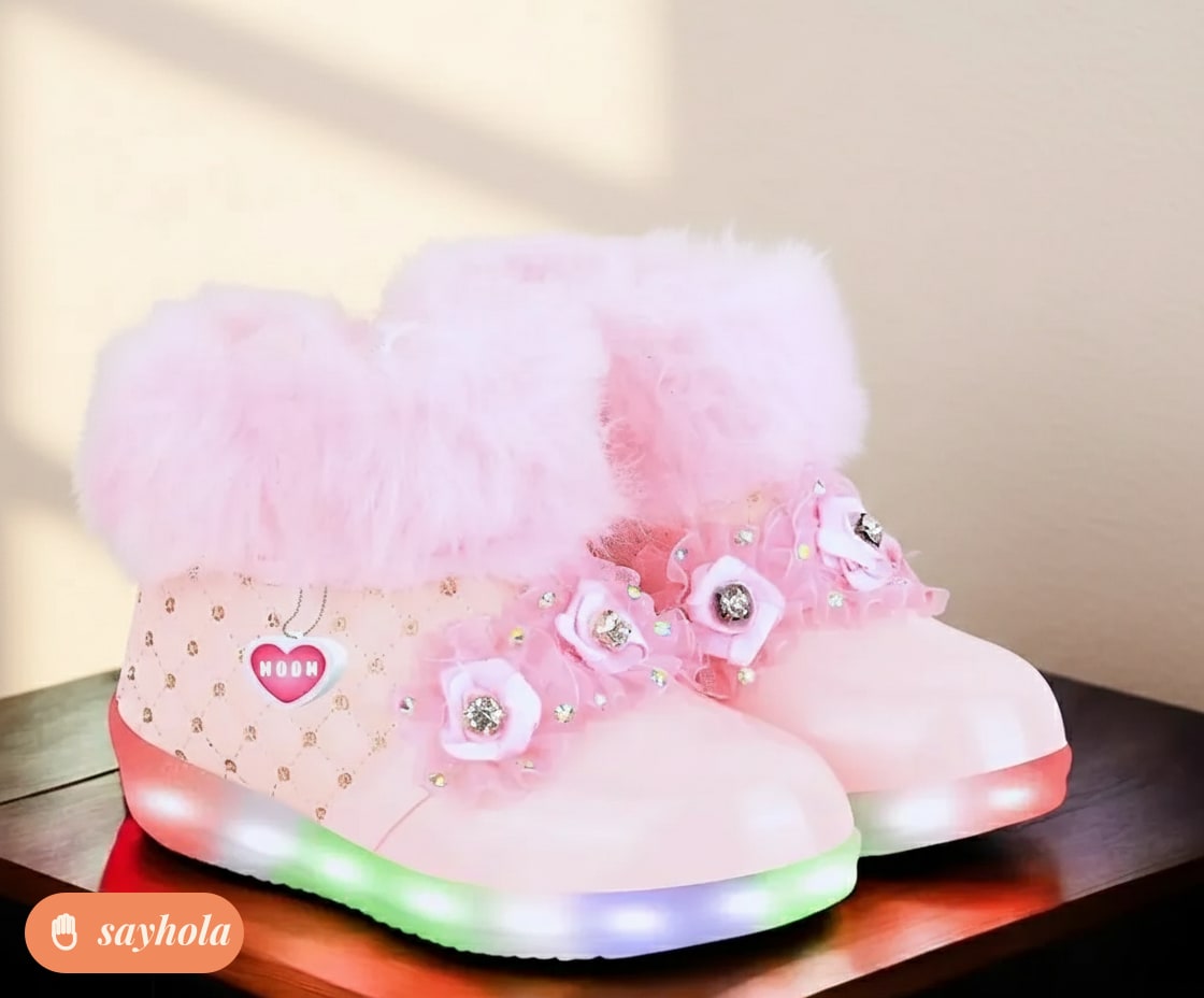 led light shoes for girls in baby pink